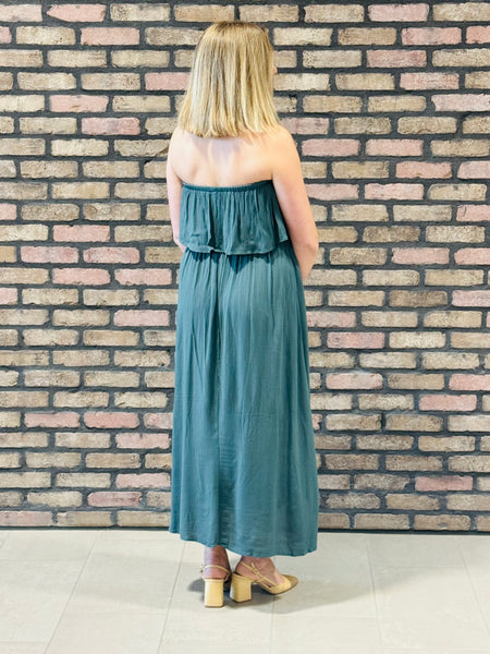 Crinkle Strapless Maxi Dress - Ash Jade
