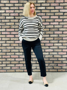 Ribbed Tapered Pants - Black