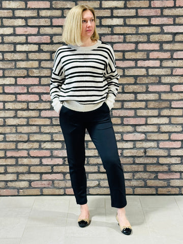 Ribbed Tapered Pants - Black