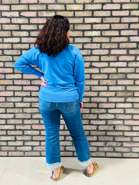 French Terry Pullover - Classic Blue