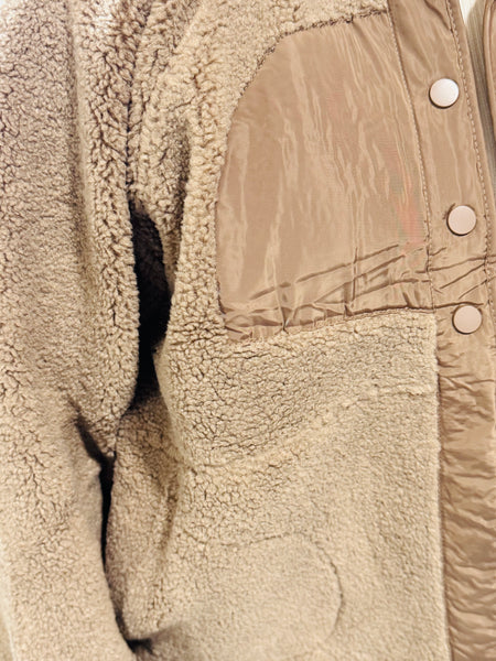 Snap Button Fleece Jacket - Mocha