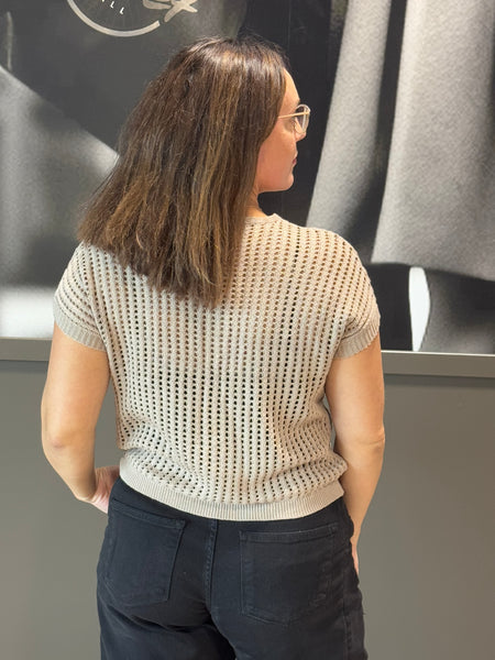 Crochet Sheer Hollow Sweater - LT Mocha