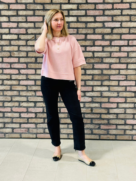 Tummy Control Crop Straight Jeans - Black