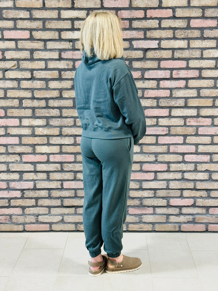 Half Zip-Up Basic Hoodie - Chic Green