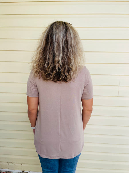 Shell Button Top - Ash Mocha