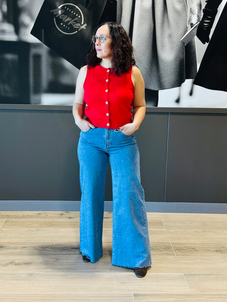 High Rise Wide Palazzo Jeans - Medium