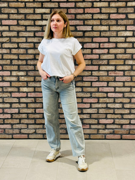 Folded Short Sleeves Tee - White