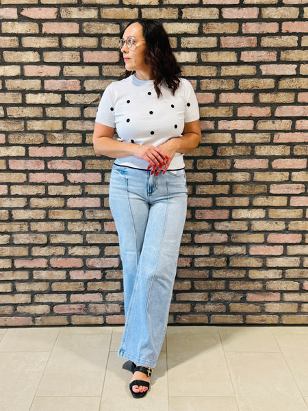 Polka Dot Shell Pullover - White