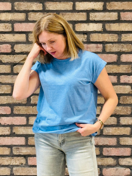 Folded Short Sleeves Tee - H Ocean Blue
