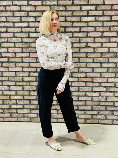 Floral Mesh Top - Grey