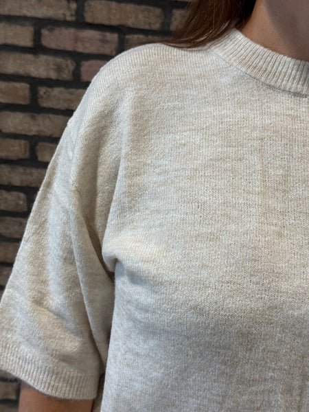 Half Sleeve Boxy Pullover - Oatmeal