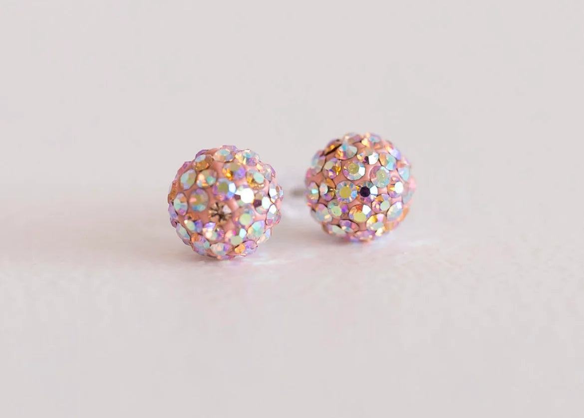 Crystal Ball Earrings - Peach 8mm