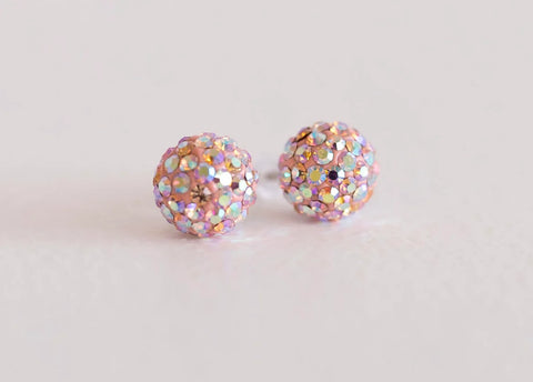Crystal Ball Earrings - Peach 8mm