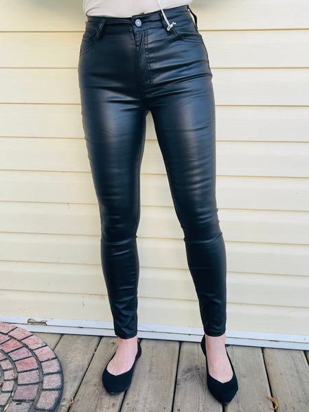 Faux Leather Skinny Pants - Black