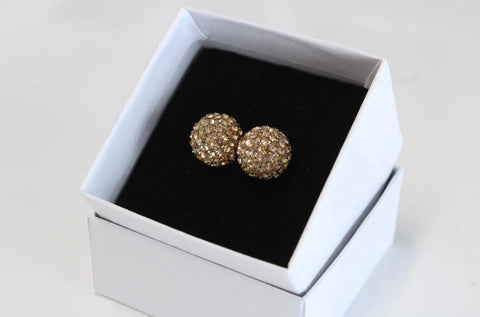 Crystal Ball Earrings - Gold 8mm
