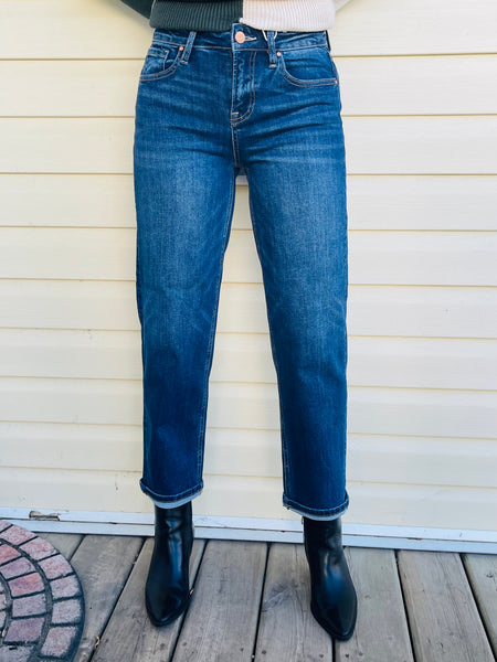 Boyfriend Tapered Jeans - Dark Wash