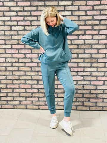 Scuba Half Zip and Joggers Set - Ash Jade
