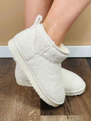 Sherpa Ankle Booties - Cream