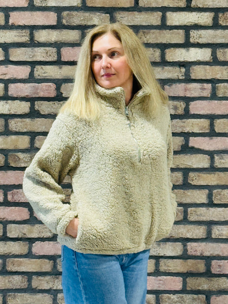Sherpa Half Zip Jacket - Mocha