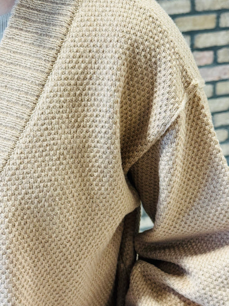 Textured Long Cardigan - Dark Taupe