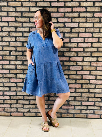 Washed Double Gauze Dress - Marlin