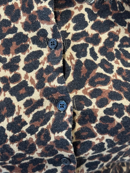 Leopard Print Cardigan - Brown