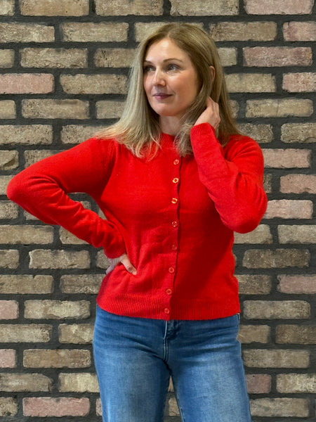 Button Down Cardigan - Red