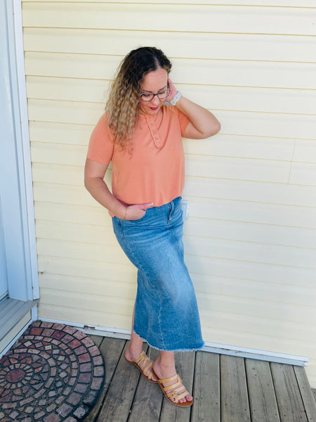 Button Down Top - Butter Orange