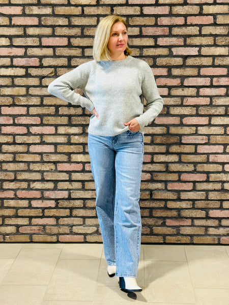 Waffle Pullover Sweater - Light Grey