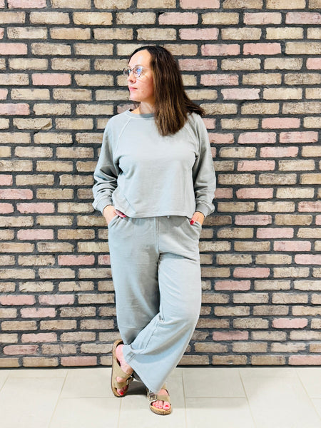 French Terry Pullover and Pants Set - Sleet