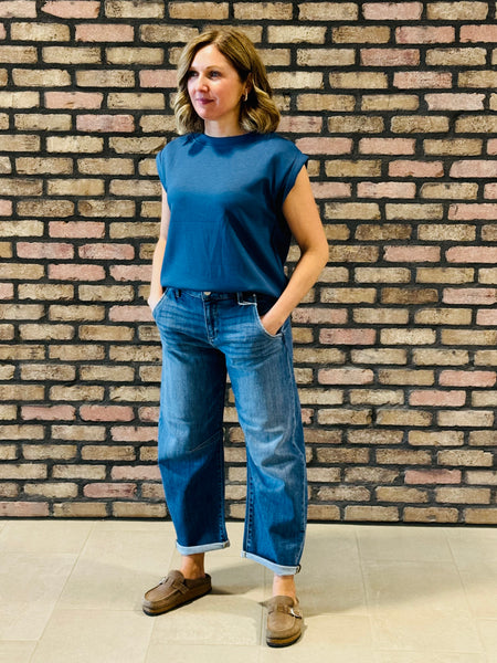 Scuba Sleeveless Top - Dusty Blue
