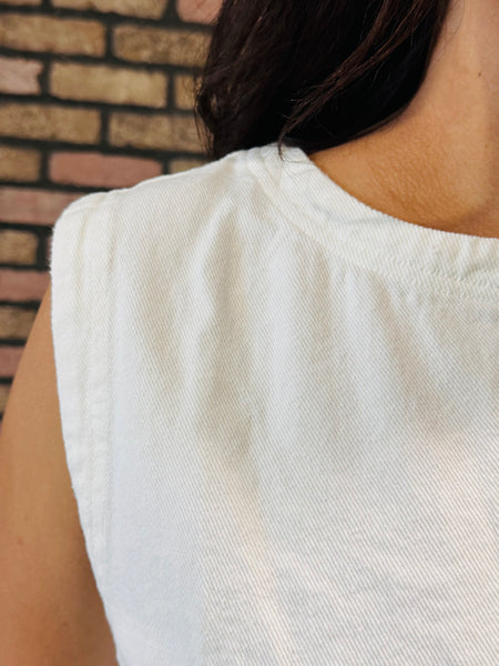 Sleeveless Denim Top - White