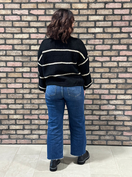 Oversized Striped Sweater - Black