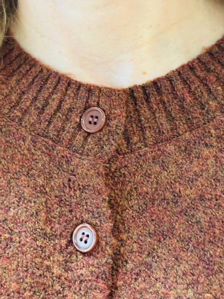 Half Sleeve Cardigan Sweater - Rust