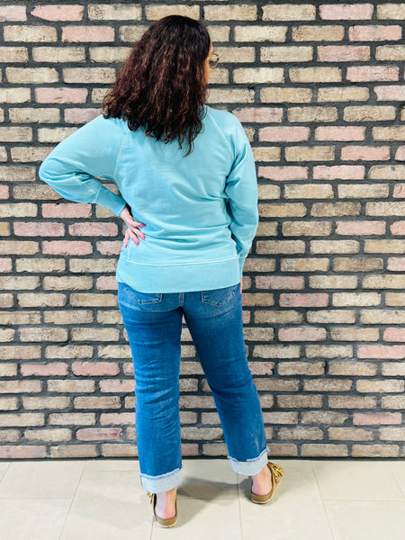 French Terry Pullover - Mint Sky