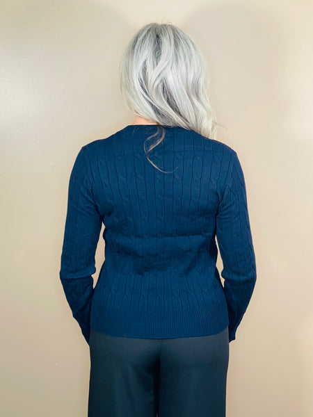 Cable Knit Sweater - Ink Navy