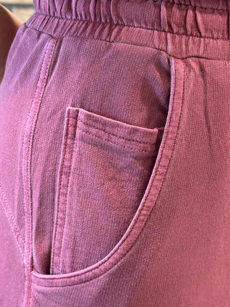 French Terry Pants - Cabernet