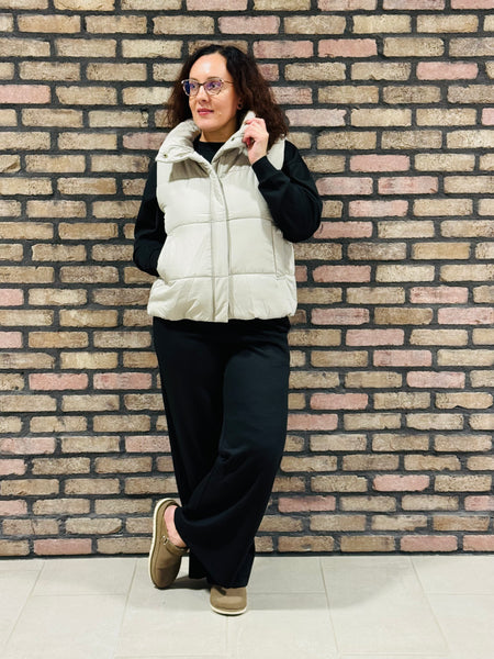Zip-Up Puffer Vest - Cement