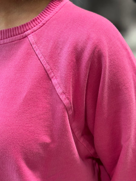 French Terry Pullover and Shorts Set - Hot Pink