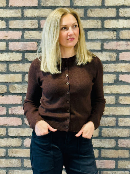 Button Down Cardigan - Brown