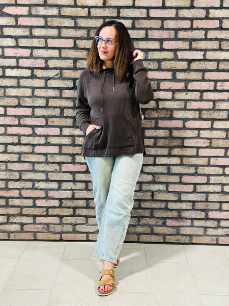 Longline Scuba Hoodie - Espresso