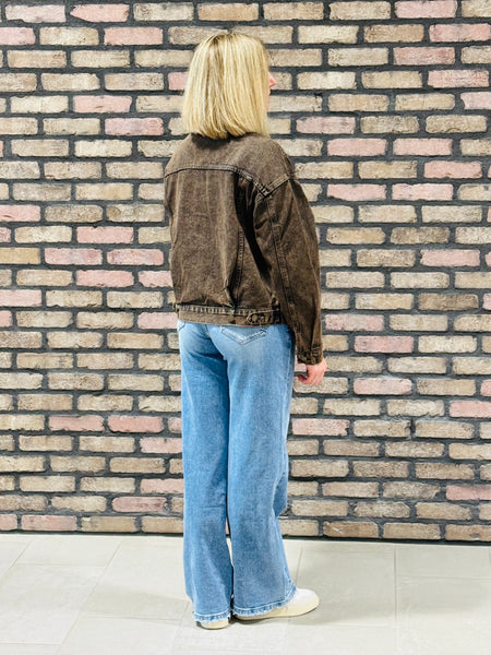 Vintage Denim Trucker - Brown Black