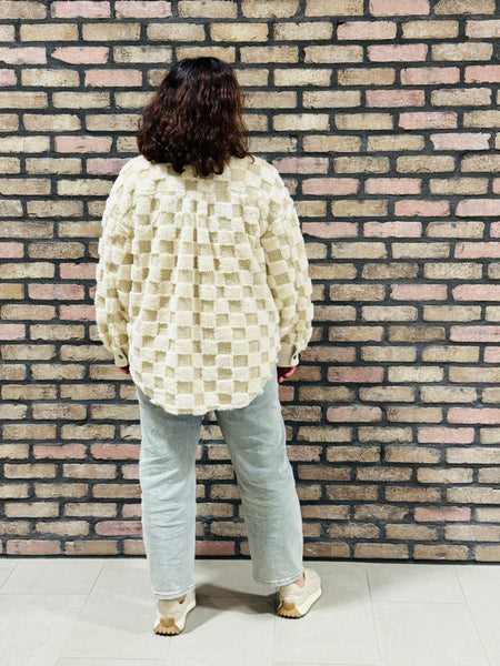 Checkered Shacket - Cream