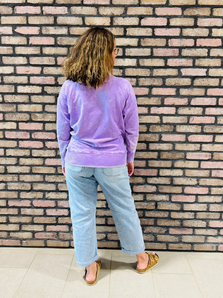 Acid Wash French Terry Pullover - B Lavender