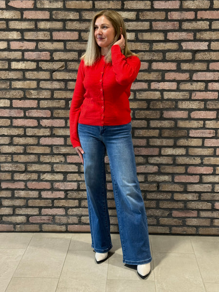 Button Down Cardigan - Red
