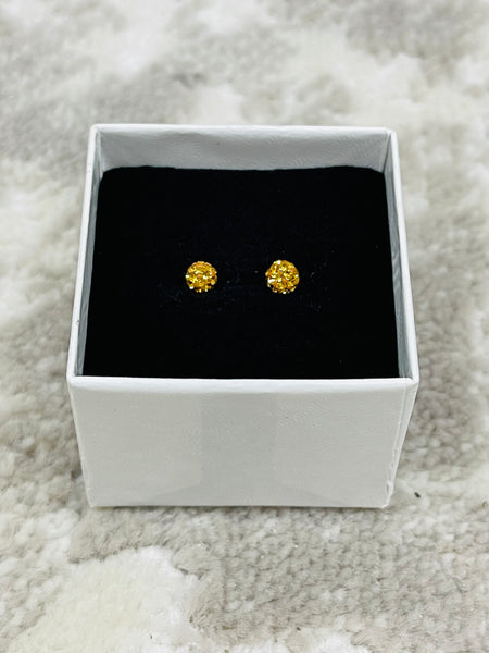 Crystal Ball Earrings - Golden 4mm