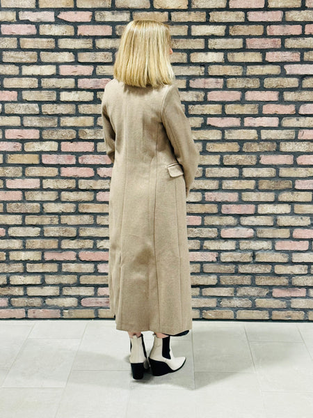 Double Breasted Long Coat - Mocha