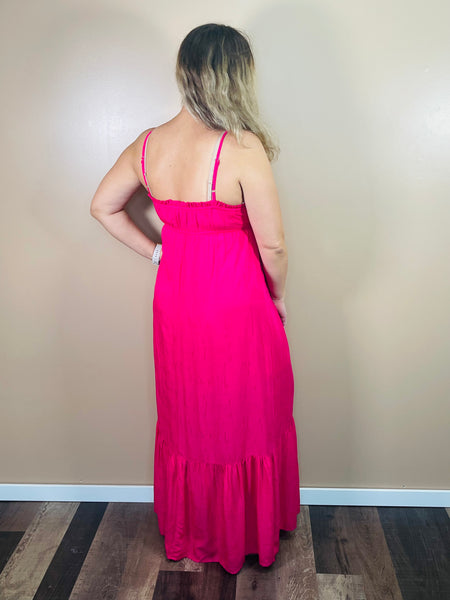 Smocked Bodice Dress - Fuchsia