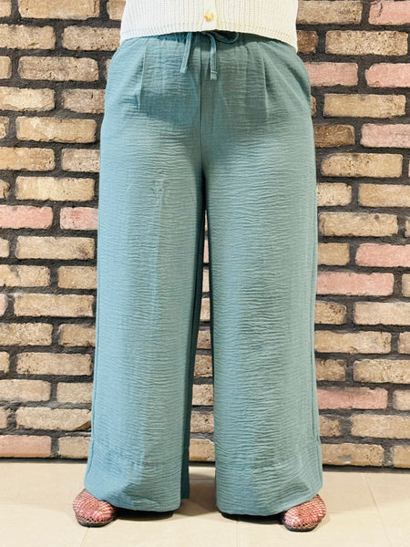 Woven Airflow Drawstrings Pants - Ash Jade
