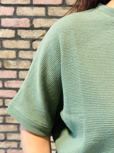Double Knit Banded Bottom Top - Lt Olive